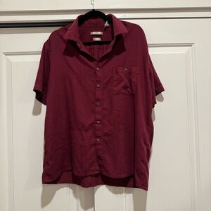 Campia Moda Short Sleeve Solid Casual Button-Down Shirts for Men XL - Red